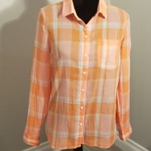 Old Navy Orange Plaid Button Up